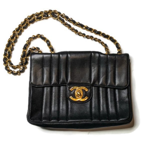 CHANEL Handbags - Chanel Vertical Black Caviar Leather Shoulder Bag